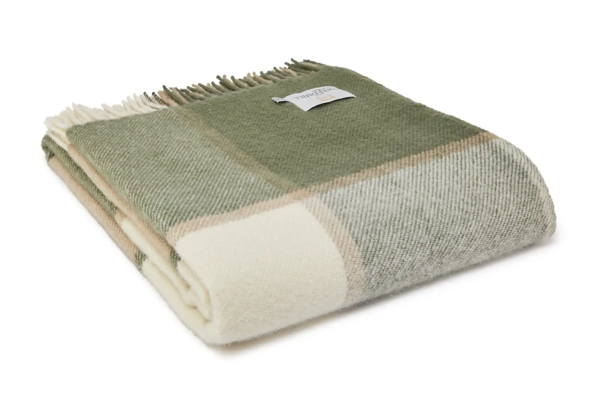 Deka z čisté vlny - Block Check/Olive