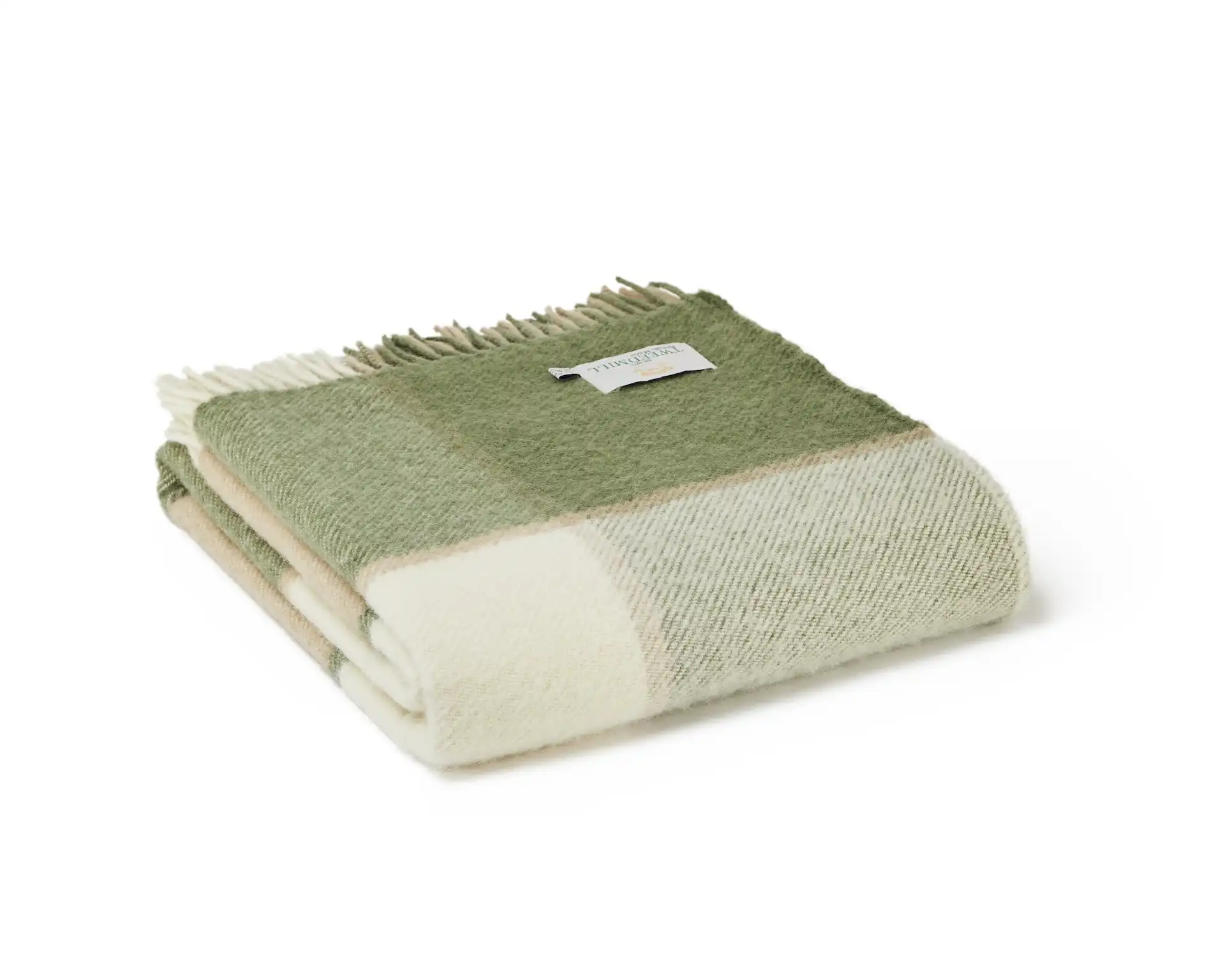 Deka z čisté vlny - 70x183cm - Block Check/Olive