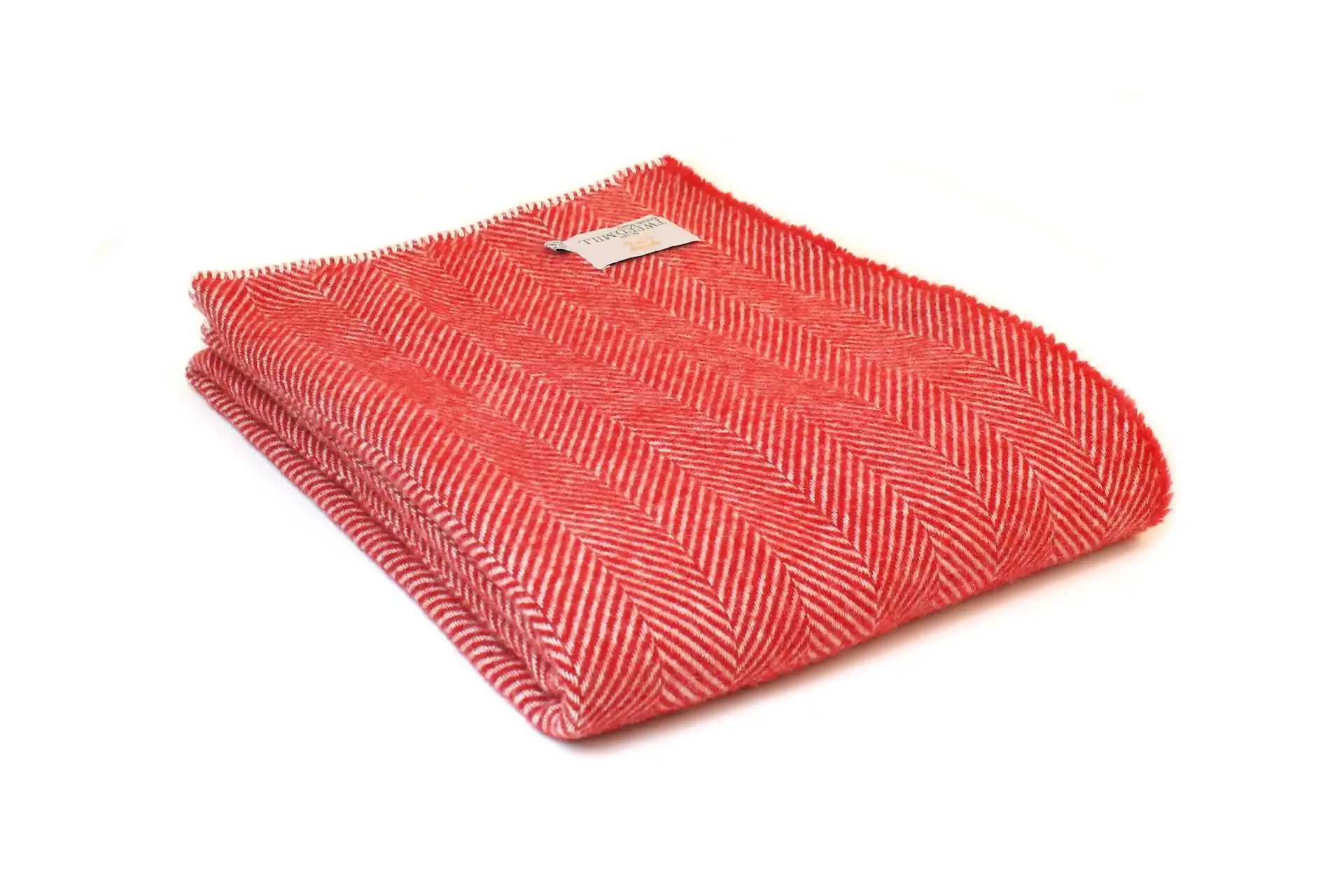 Deka z čisté vlny - Stitch Edge/Fishbone Red