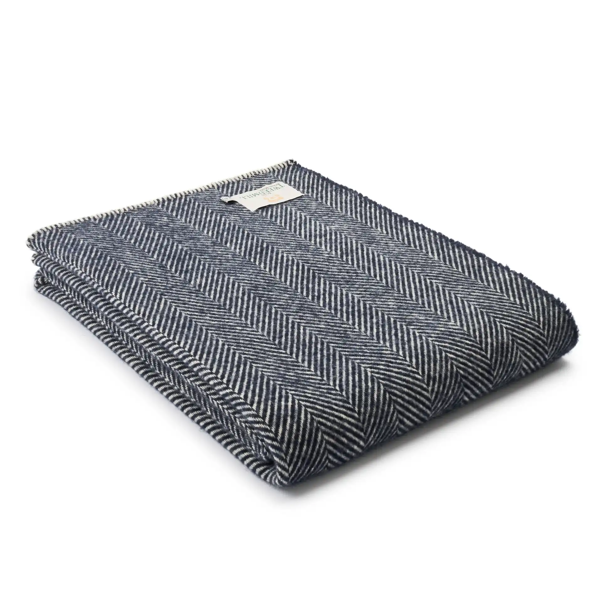 Deka z čisté vlny - Stitch Edge/Fishbone Navy
