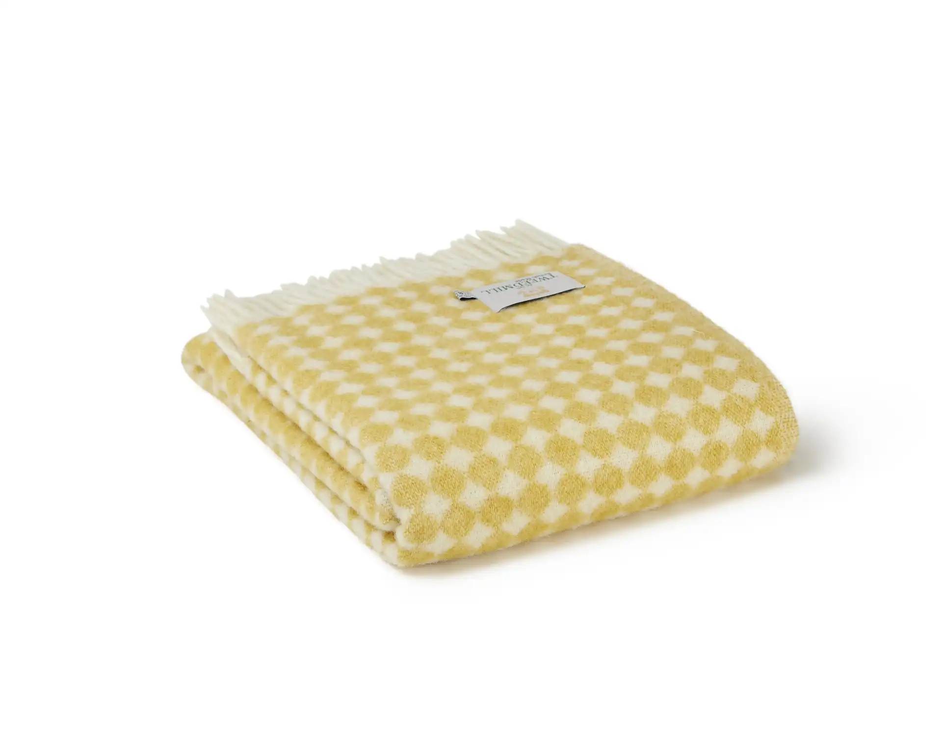 Throw from pure new wool - Reversible Jaquard Spot/Oil Yellow