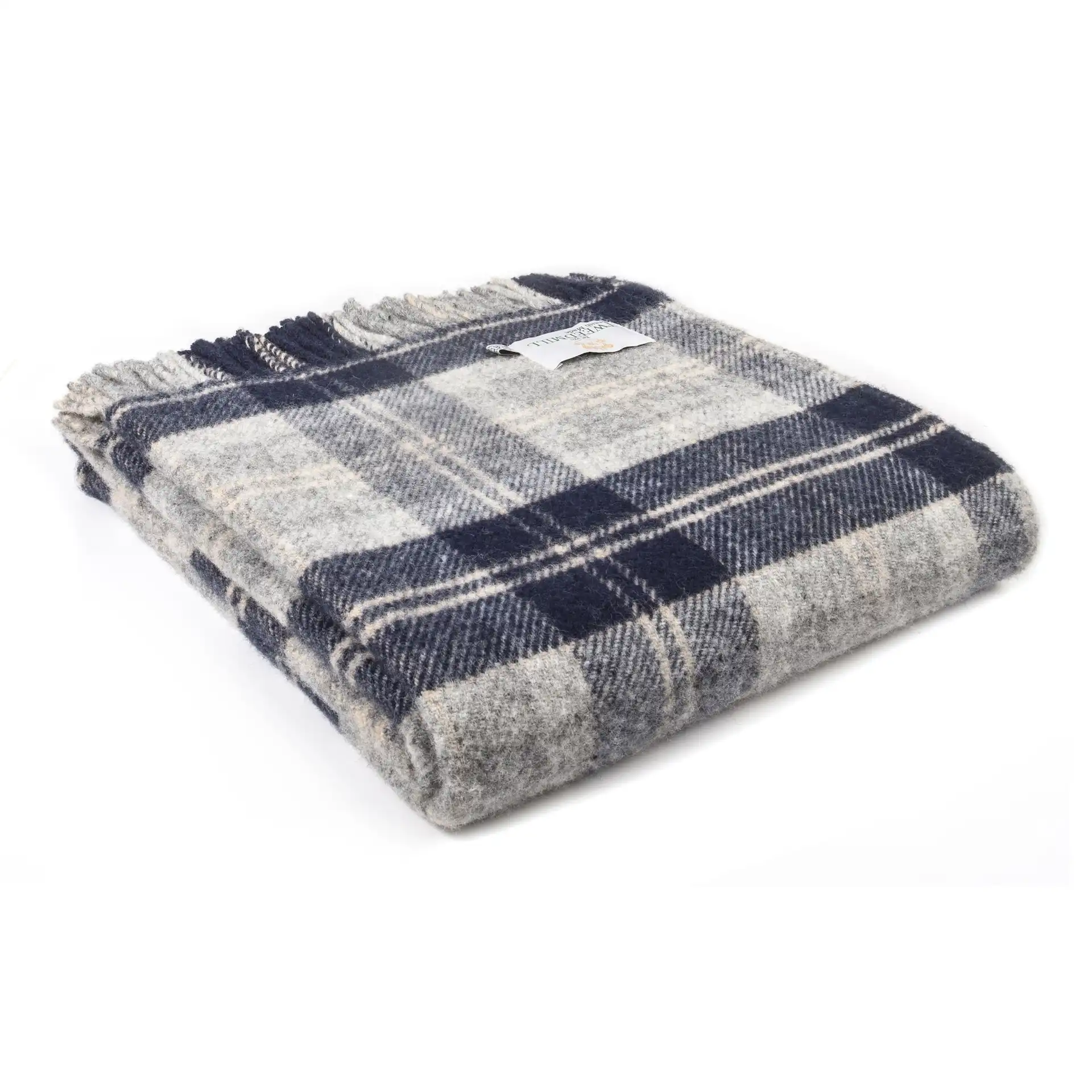 Throw from pure new wool - Tartan/Navy Bannockbane