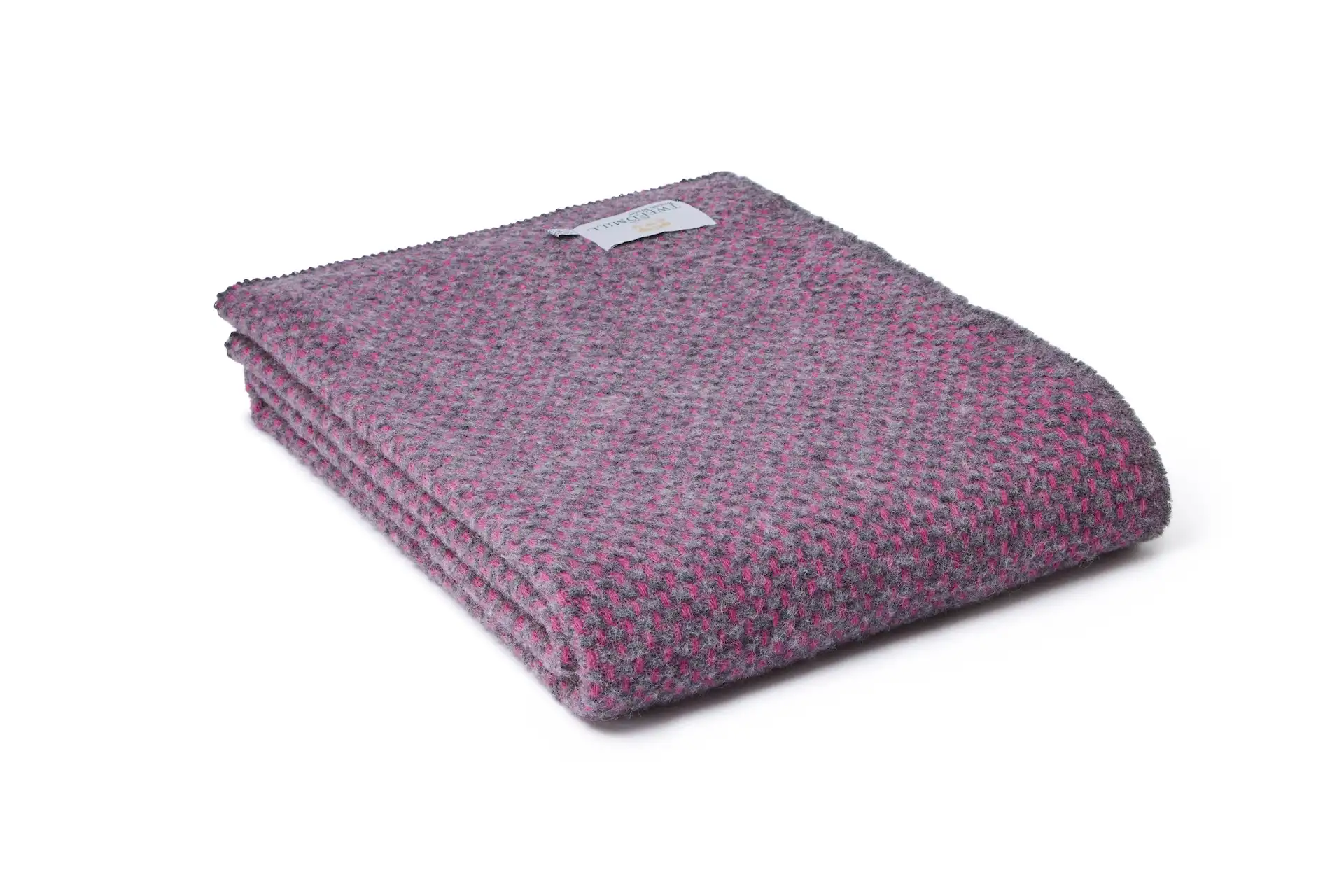 Deka z čisté vlny - Twill with a Blanket Stitch Edge/Pink/Slate