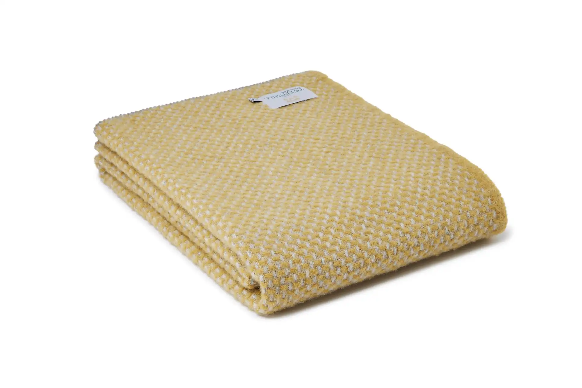 Deka z čisté vlny - Twill with a Blanket Stitch Edge/Grey/Mustard