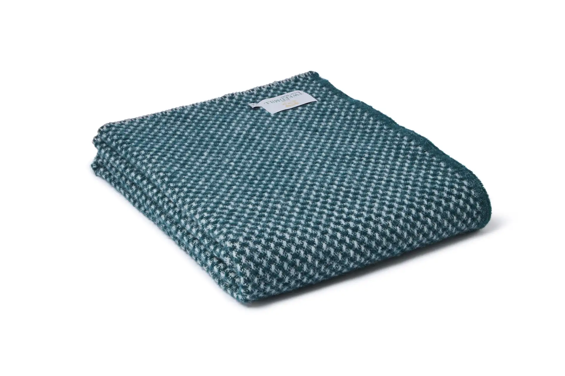 Deka z čisté vlny - Twill with a Blanket Stitch Edge/Silver Grey/Emerald