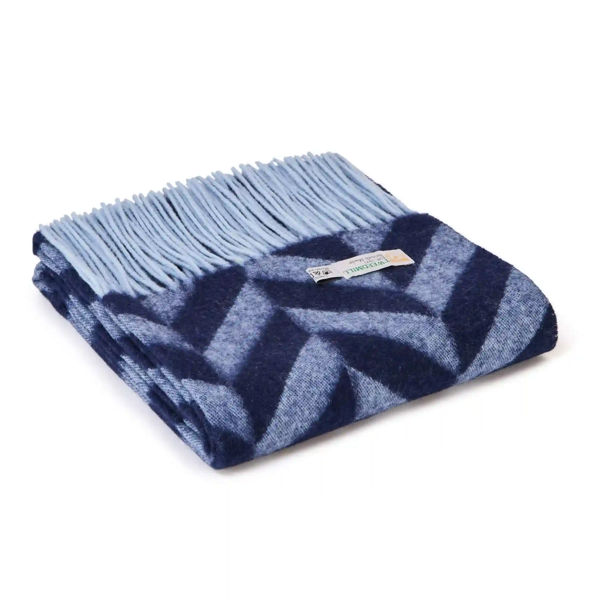 Široká vlněná šála - Chunky Herringbone/Navy & Powder Blue