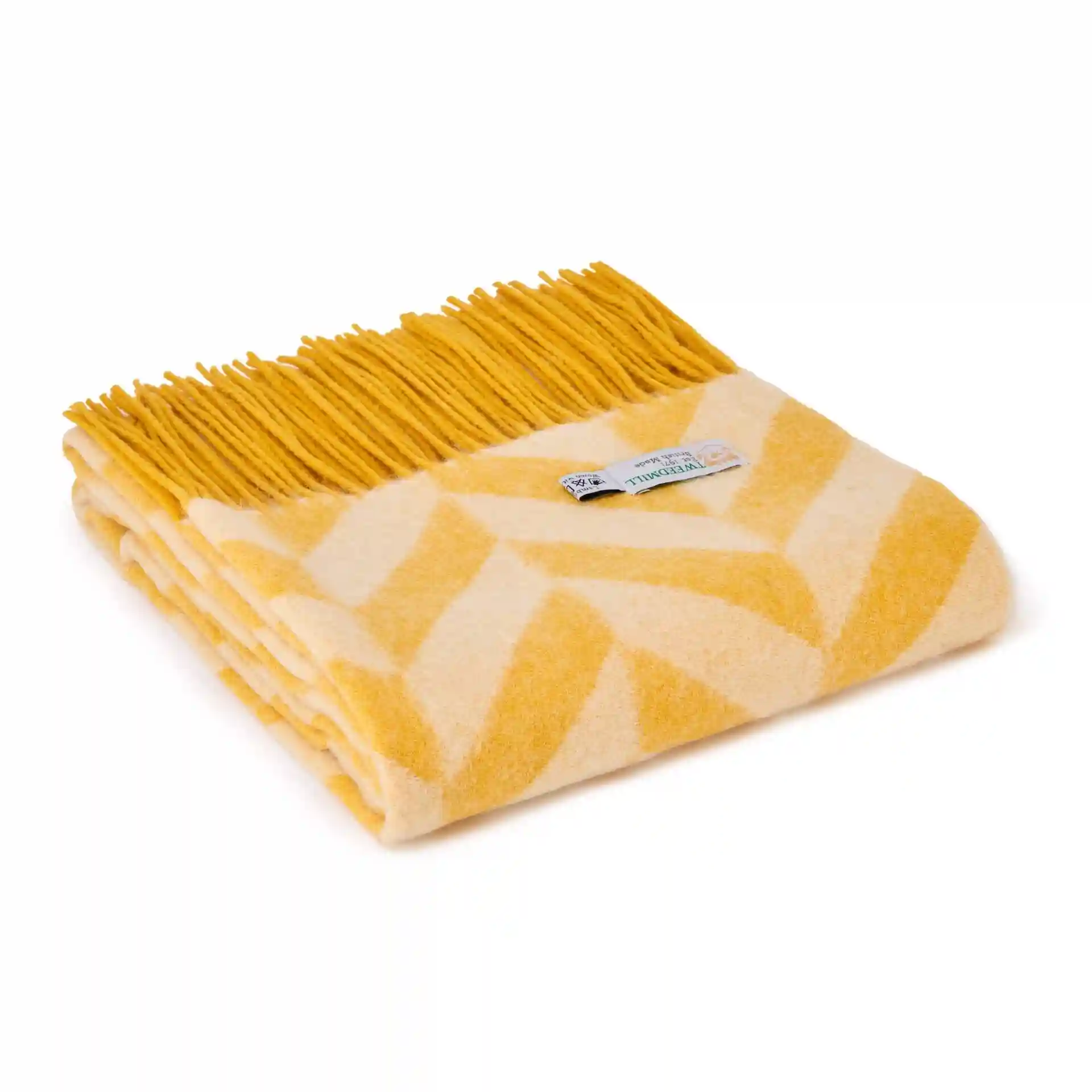 Wide wool scarf - Chunky Herringbone /Yellow & Beige