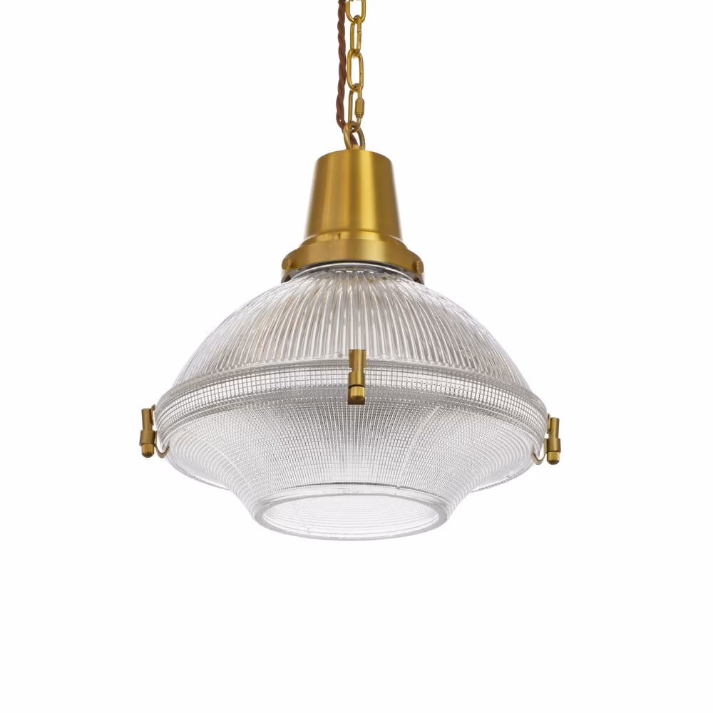 Hollen Lacquered Aged Brass Brimmed Dome Pendant Light