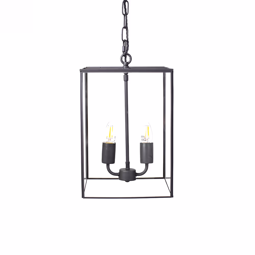 London Lantern Pendant Crossbar Small Matt Black