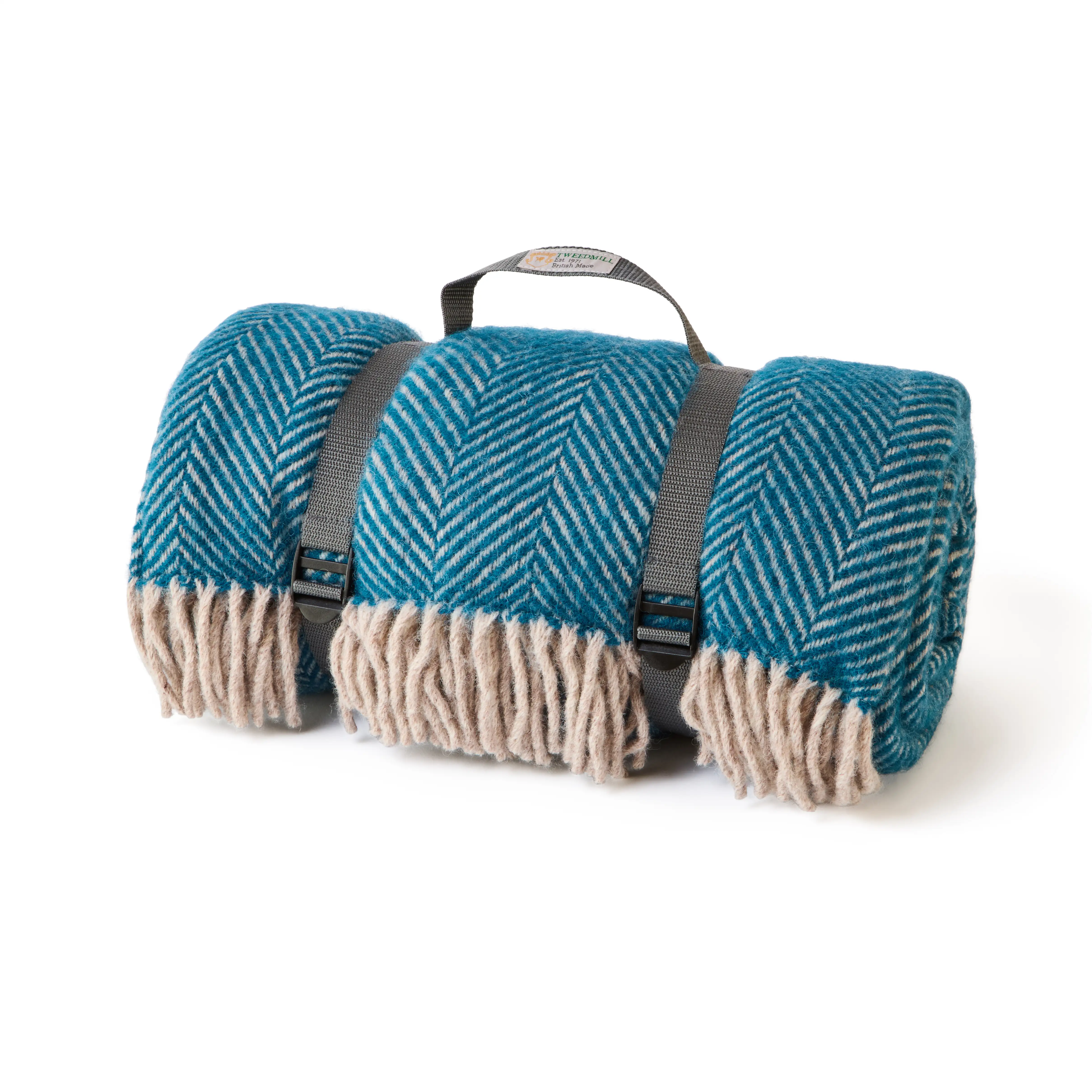 Pikniková deka - Polo - Herringbone Teal & Hazel/Grey