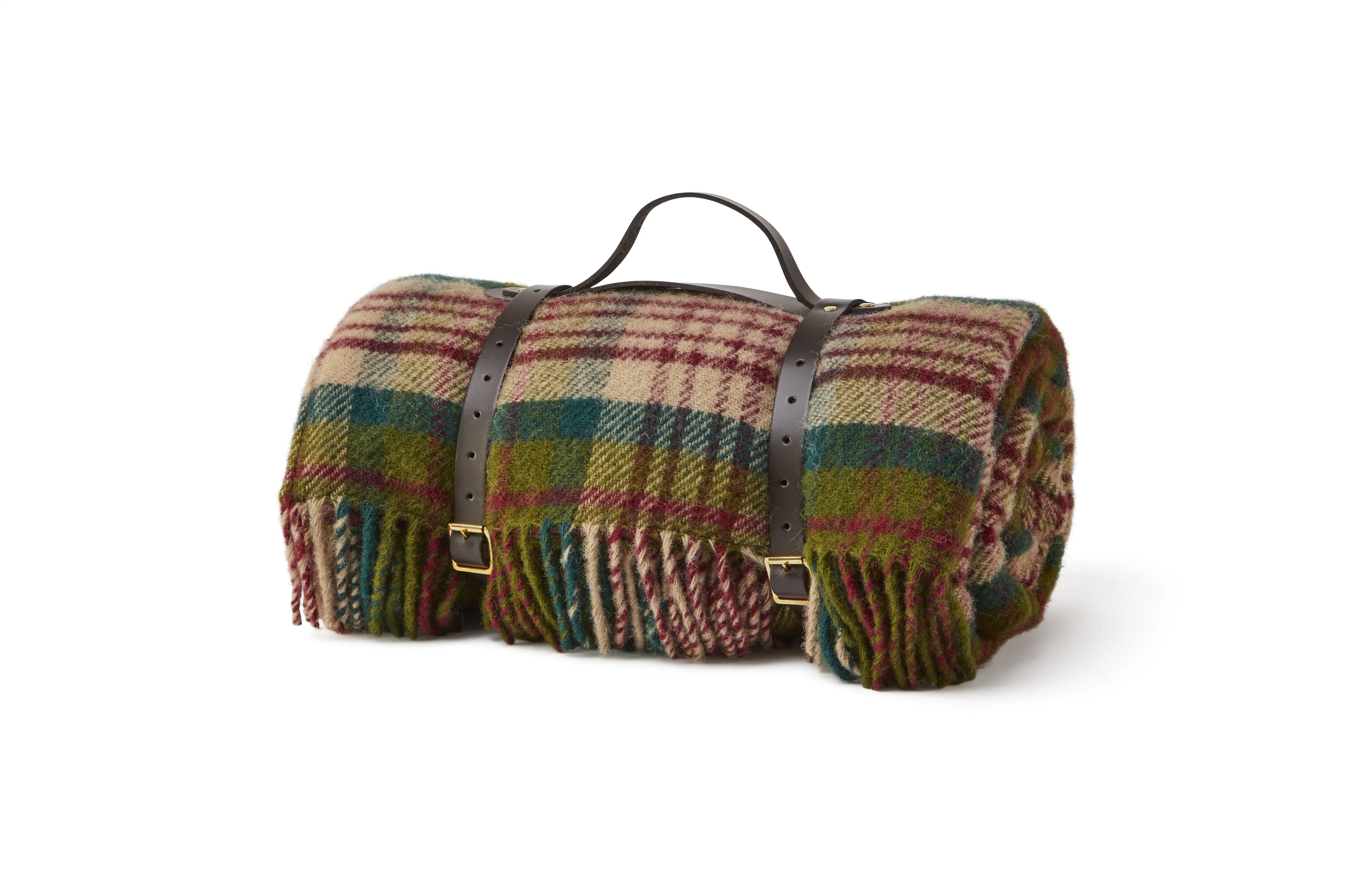 Pikniková deka - Polo - Kožené popruhy - Thistleberry/Wine